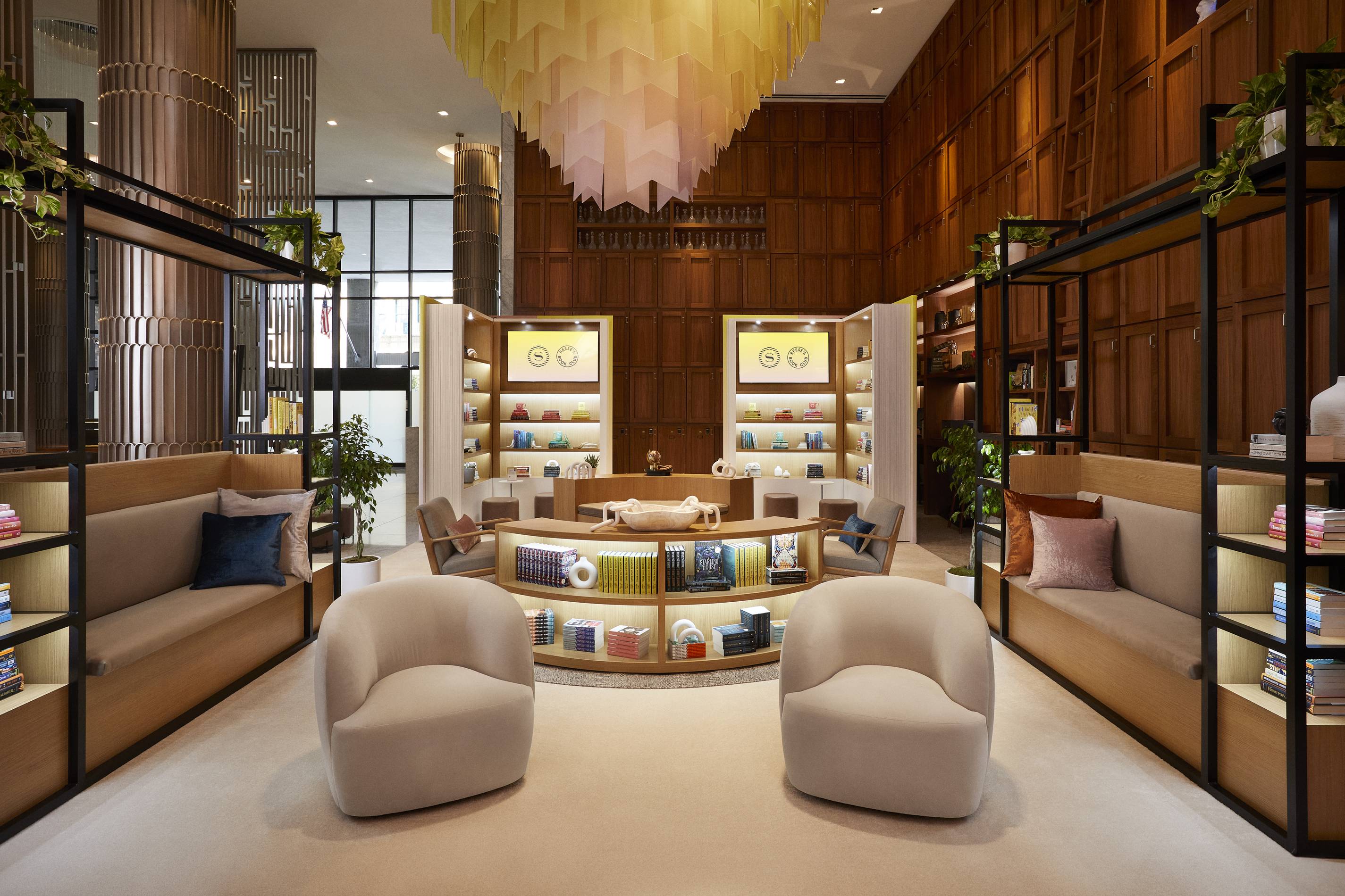 hotel lobby library