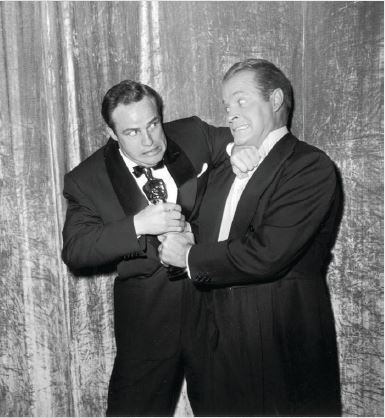 Bob Hope and Marlon Brando at the Academy Awards in 1955 PHOTO BY: HULTON ARCHIVE/GETTY IMAGES