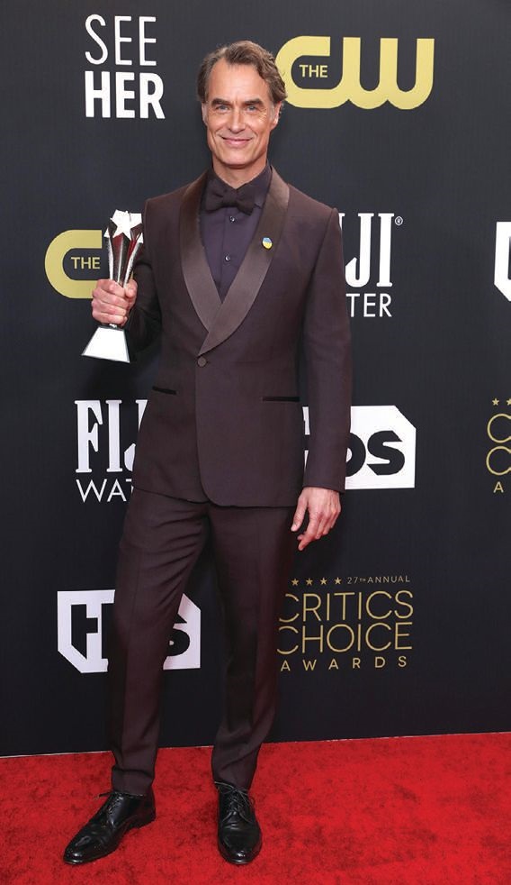 Critics’ Choice Award winner Murray Bartlett wore a Zegna burgundy wool tuxedo PHOTO COURTESY OF ZEGNA