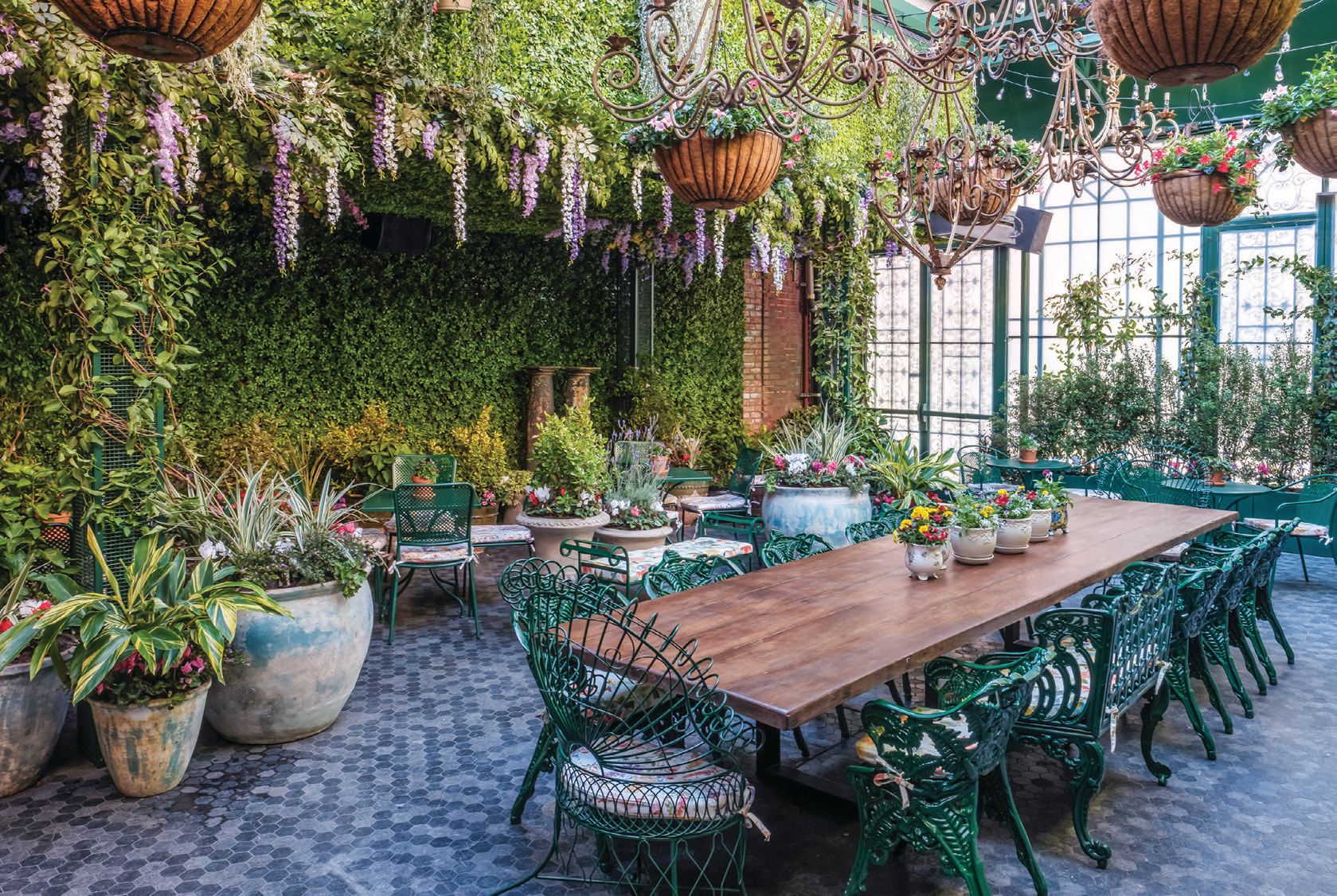 The English garden-inspired patio at new Hollywood Vinyl District pub The Chap PHOTO BY RICHARD STOWE