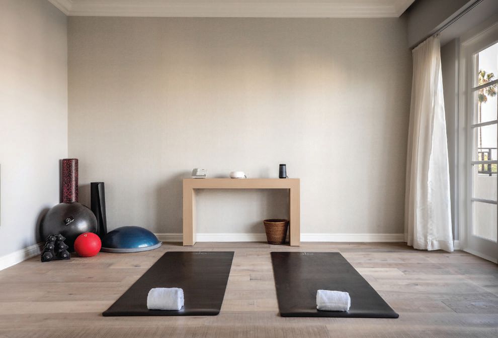 The well-equipped private fitness suite at The Four Seasons Hotel Los Angeles at Beverly Hills. PHOTO COURTESY OF HOTEL