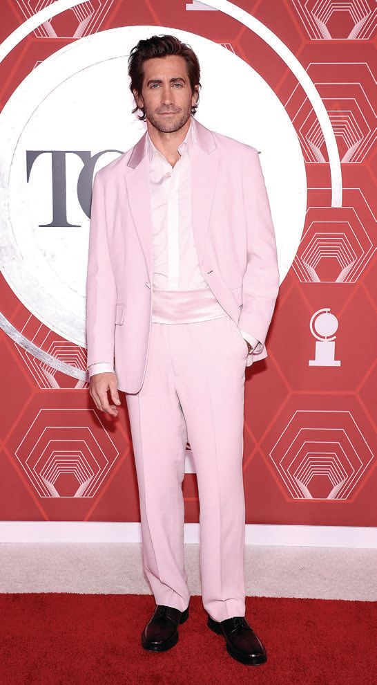 Jake Gyllenhaal chose a custom pink Prada tux for the Tony Awards PHOTO COURTESY OF PRADA