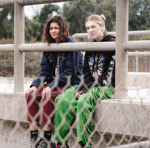 Rue (Zendaya) and Jules (Hunter Schafer) fall out of step in Euphoria PHOTO: BY EDDY CHEN/HBO
