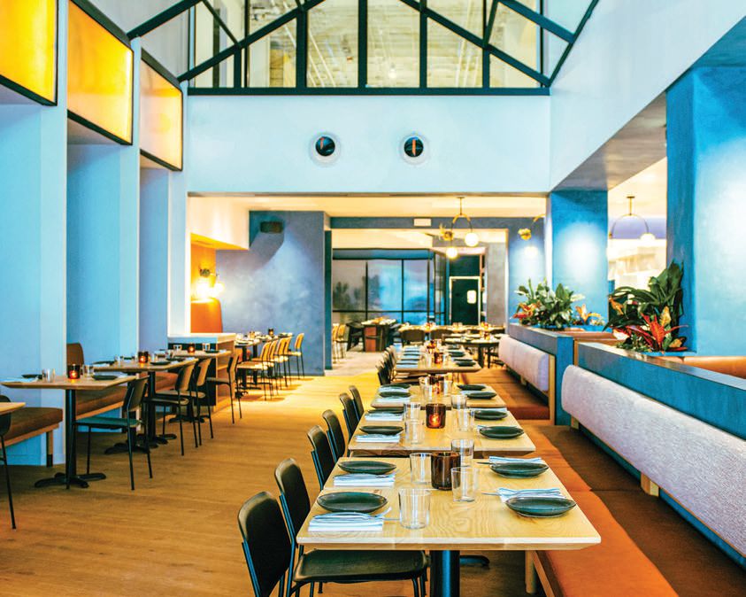 Designed by STUDIO UNLTD with chic greenhouse vibes, Gusto Green recently opened in the Green Street Building in DTLA PHOTO COURTESY OF GUSTO GREEN AND FELIX
